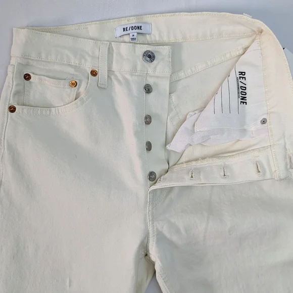 Re/Done 70S High Rise Skinny Bootcut Jean Button Fly Frayed Vintage White 28 NWT - Picture 13 of 15